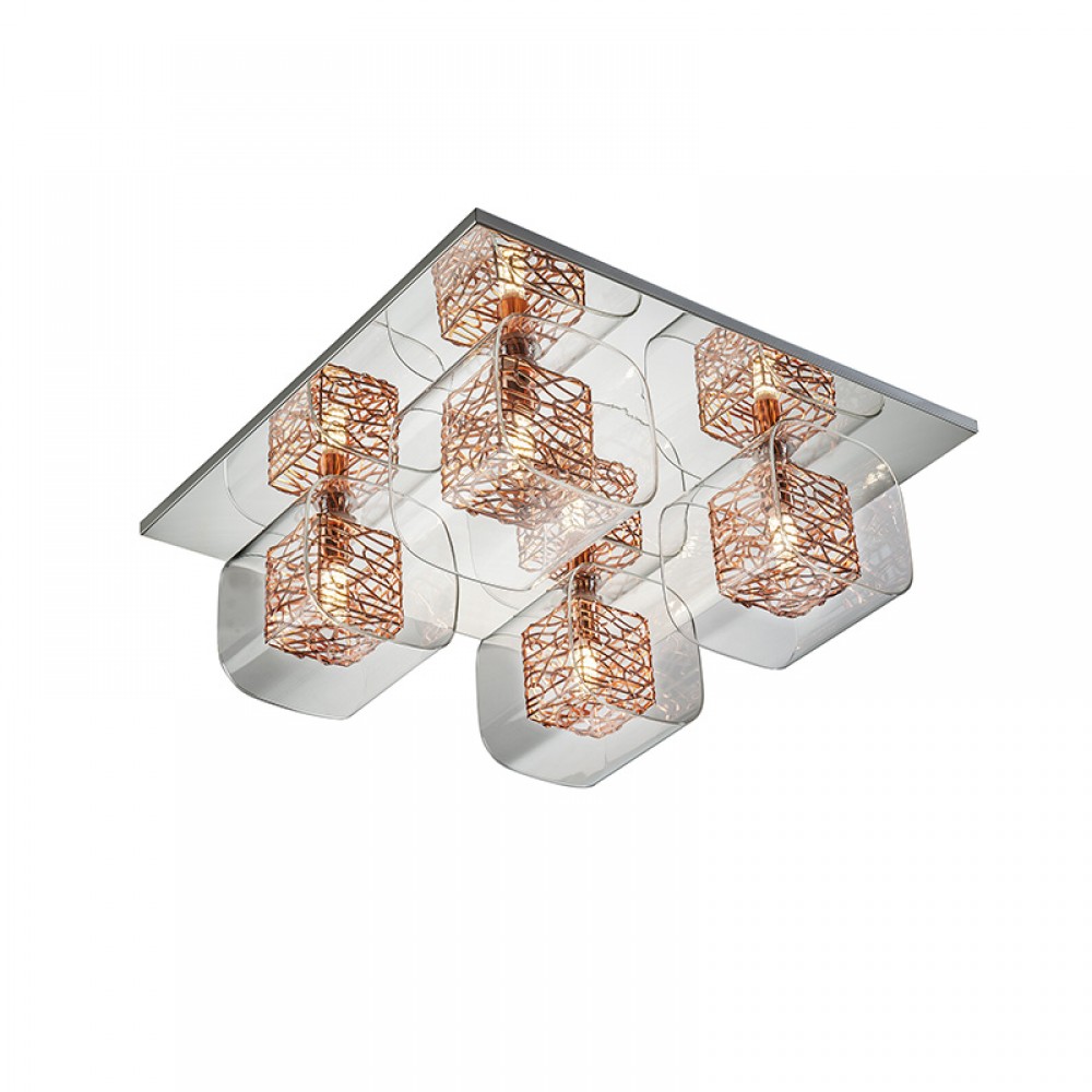 Plafon Led Lios Cuadrada Cromo Y Cobre 4 G9 6W 867234