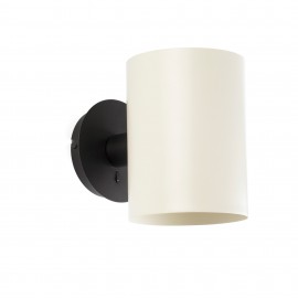 Faro Guadalupe Aplique Negro Pantalla Beige 20031-80