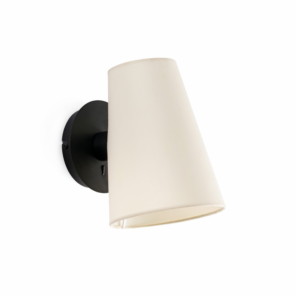 Faro Lupe Aplique Negro Pantalla Beige 20031-88