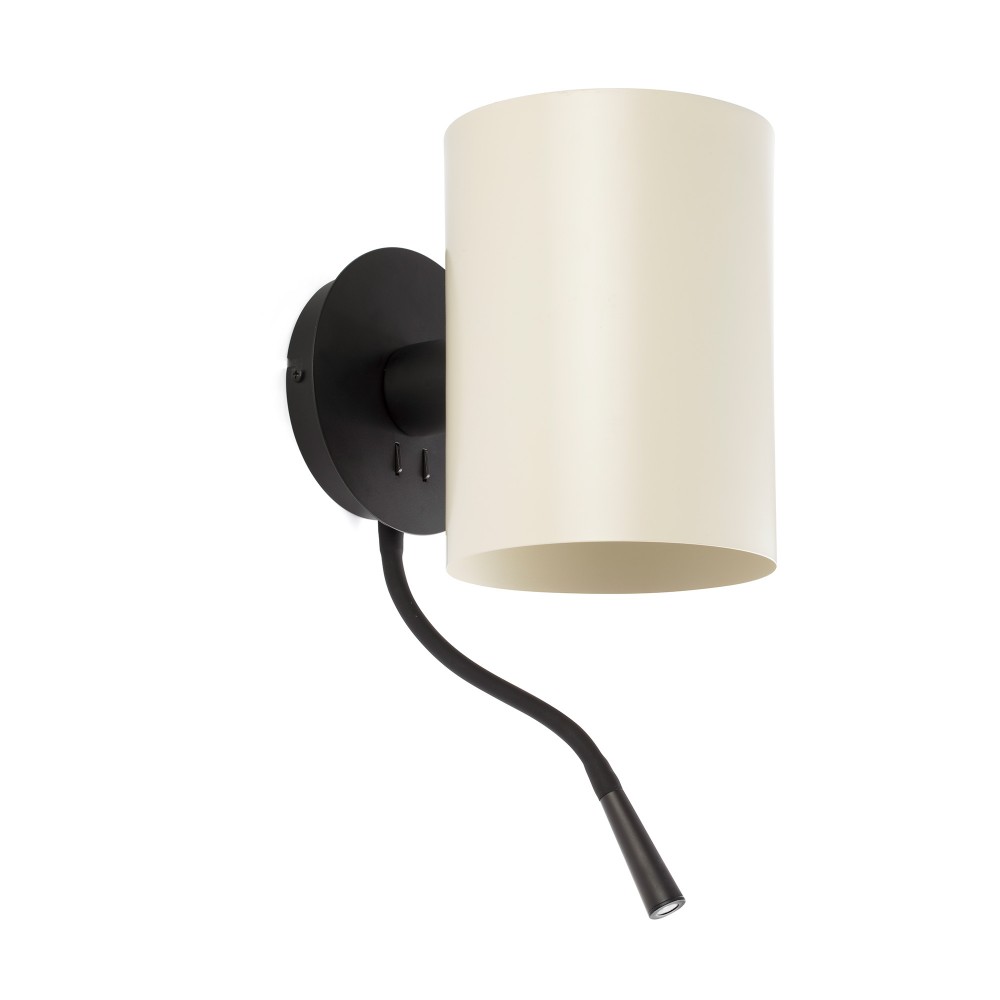 Faro Guadalupe Aplique y Lector Negro Pantalla Beige 20032-80