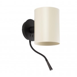Faro Guadalupe Aplique y Lector Negro Pantalla Beige 20032-80