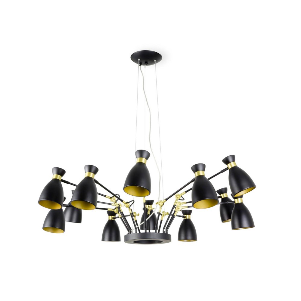 Faro Retro Colgante 12 L Negro-Oro Satin E14 Max 20W 20051
