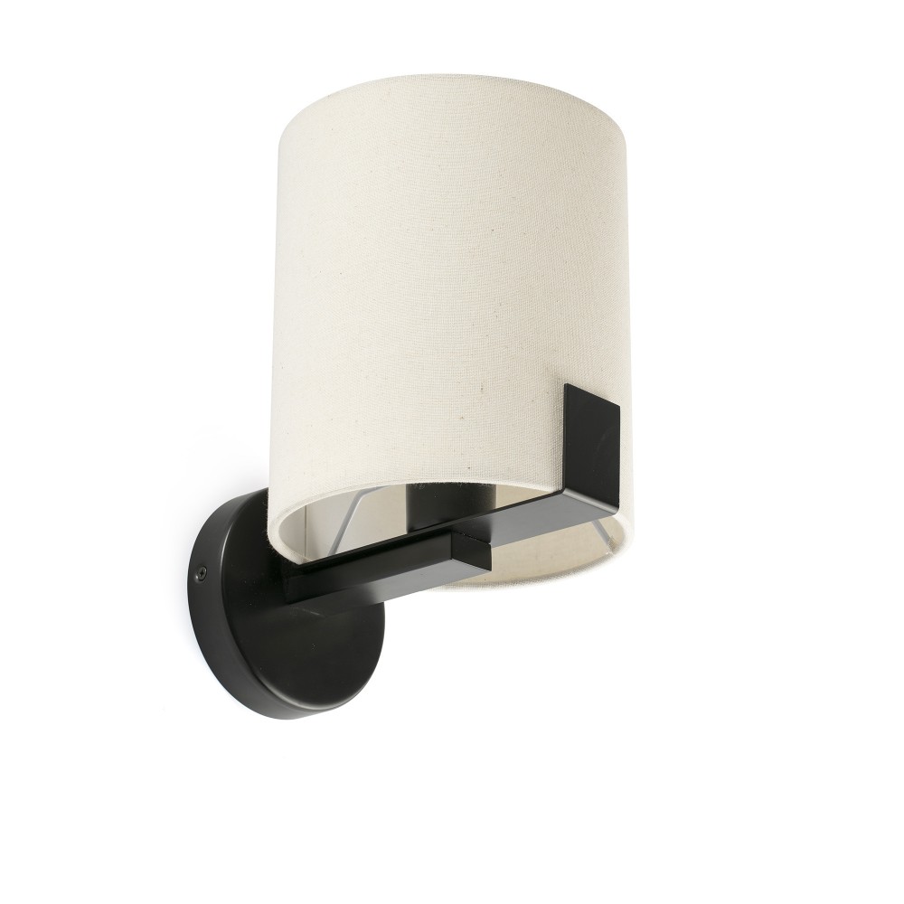 Faro Nila Aplique Negro Pantalla Blanco Roto 1xe27