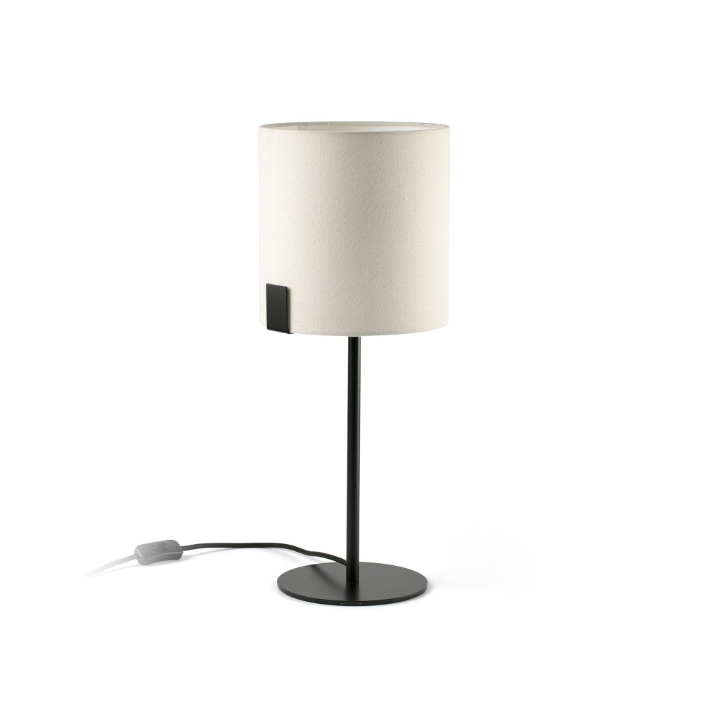 Faro Nila Sobremesa Negro Pantalla Blanco Roto 1xe27