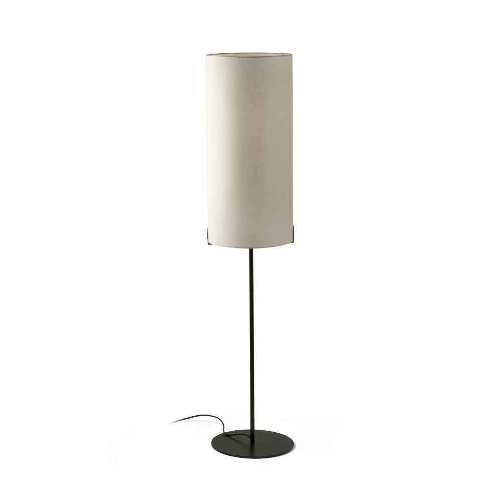 Faro Nila Pie De Salón Negro Pantalla L Blanco R. 1xe27