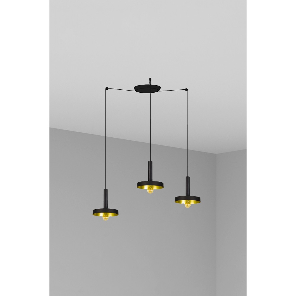 Faro Whizz Colgante Negro-Oro Satinado E27 60W 3L 20160-3L