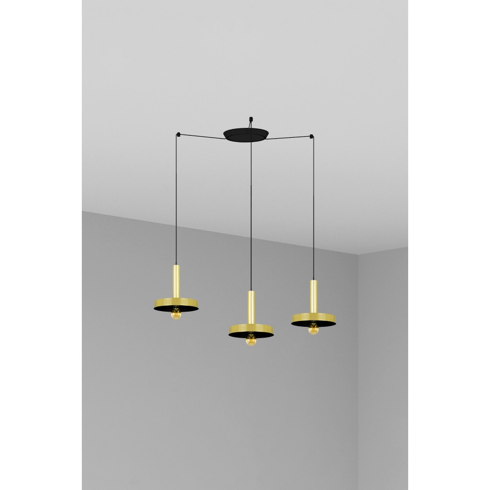 Faro Whizz Colgante Oro Satinado-Negro E27 60W 3L 20161-3L