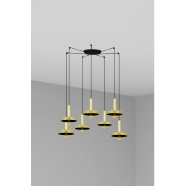 Faro Whizz Colgante Oro Satinado-Negro E27 60W 7L 20161-7L