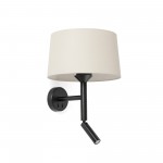 Faro Windsor Aplique Con Lector Negra-Lino 20223-150