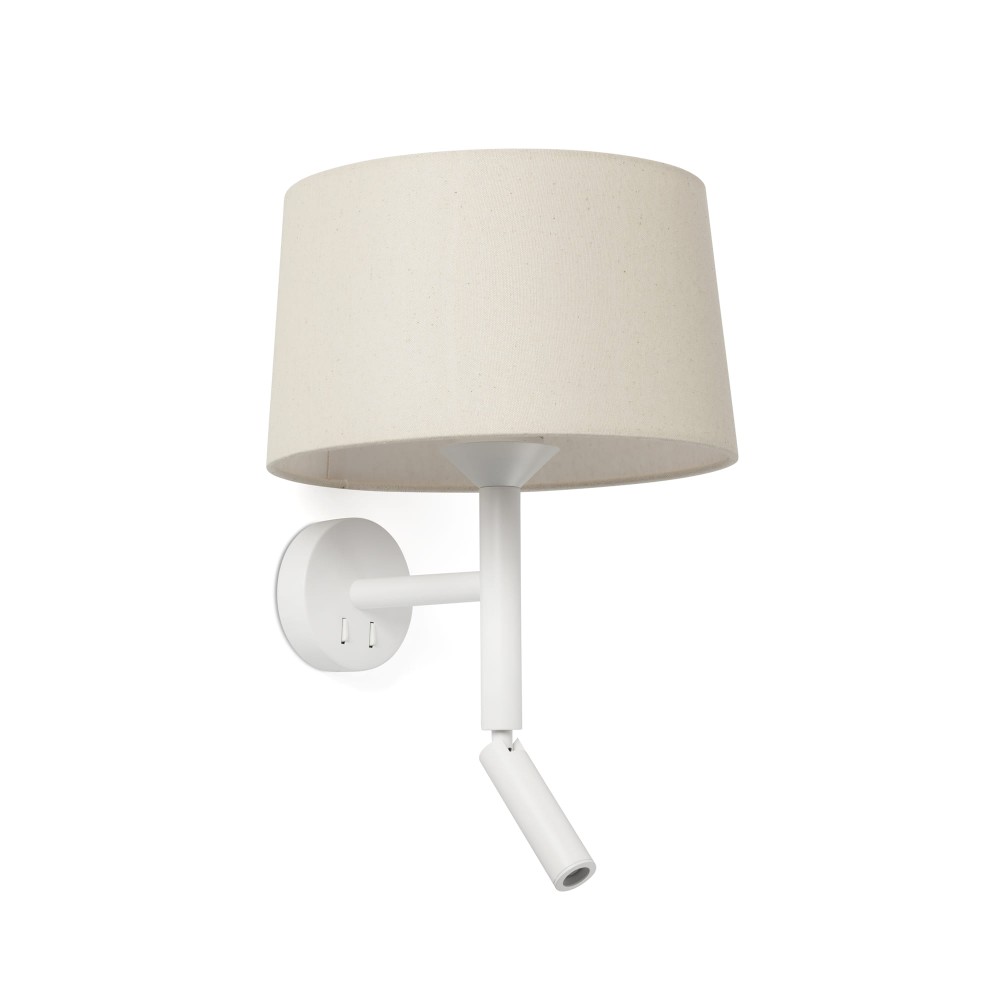 Faro Windsor Aplique Con Lector Blanca-Lino 20224-150