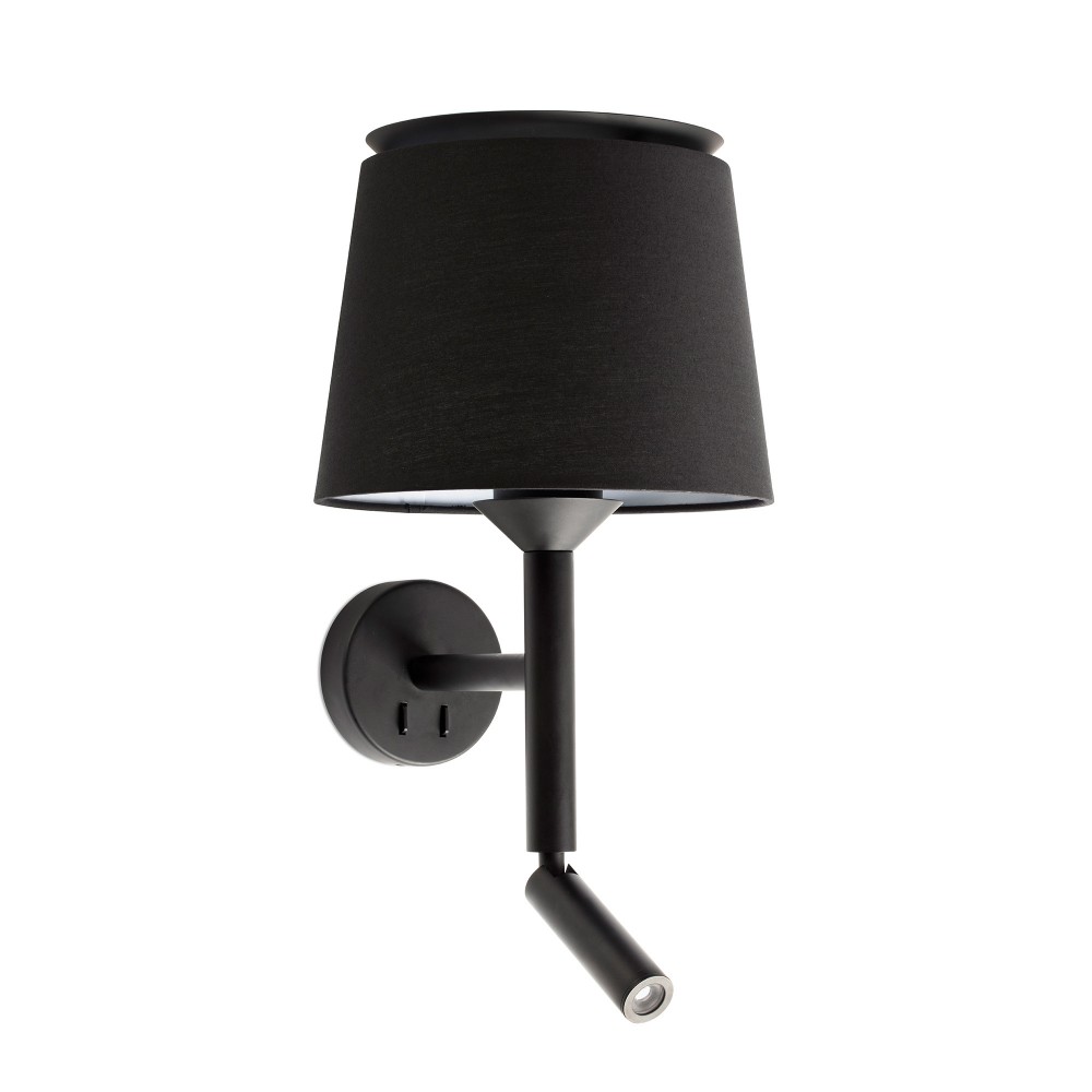 Faro Savoy Aplique y Lector Negro Pantalla Negra 20303-93