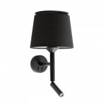 Faro Savoy Aplique y Lector Negro Pantalla Negra 20303-93
