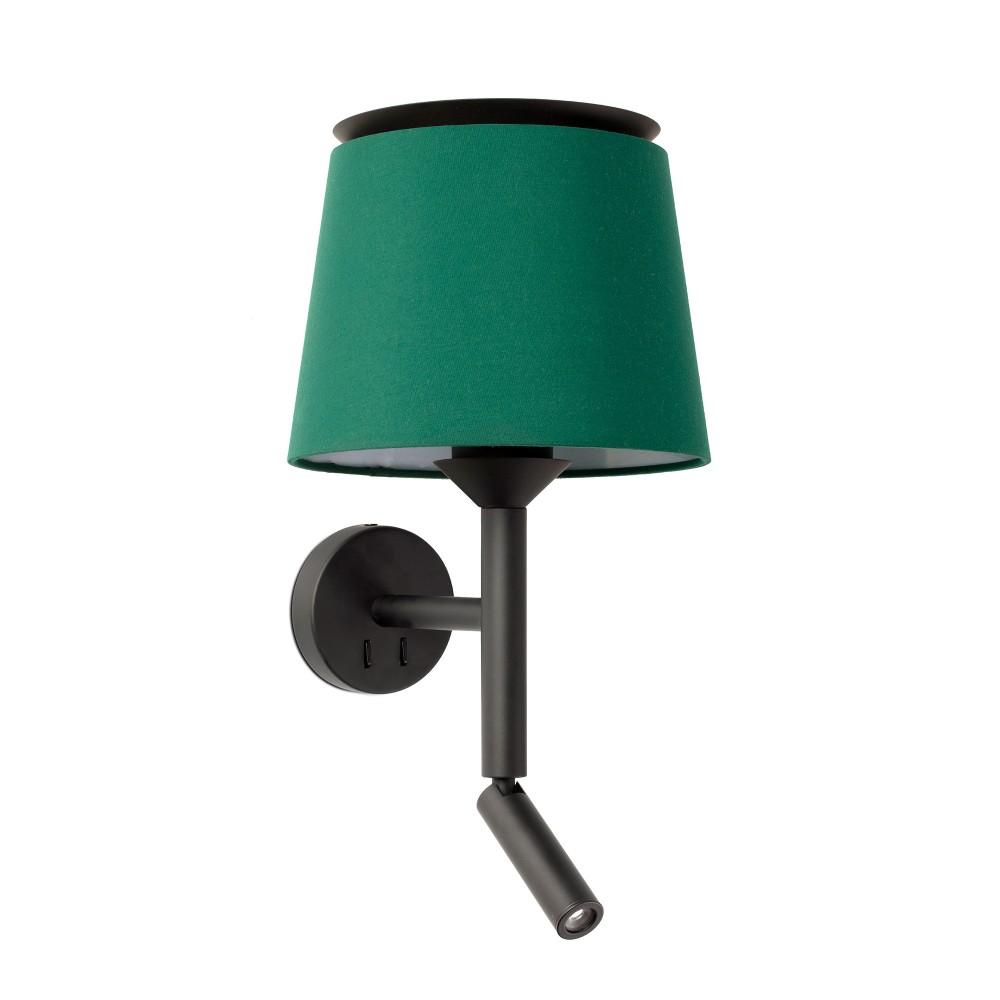 Faro Savoy Aplique y Lector Negro Pantalla Verde 20303-94