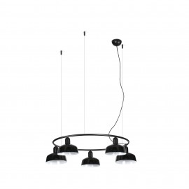 Faro Tatawin S Metal 5L Colgante Circular Negro 20343-141-5L