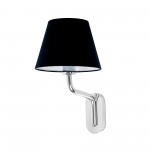 Faro Eterna Aplique Cromo E27 15W Pantalla Negra 24005-12