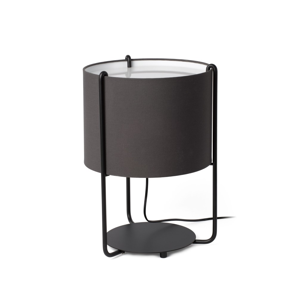 Faro Drum Sobremesa Negra Pantalla Gris 1xE27 24020-32