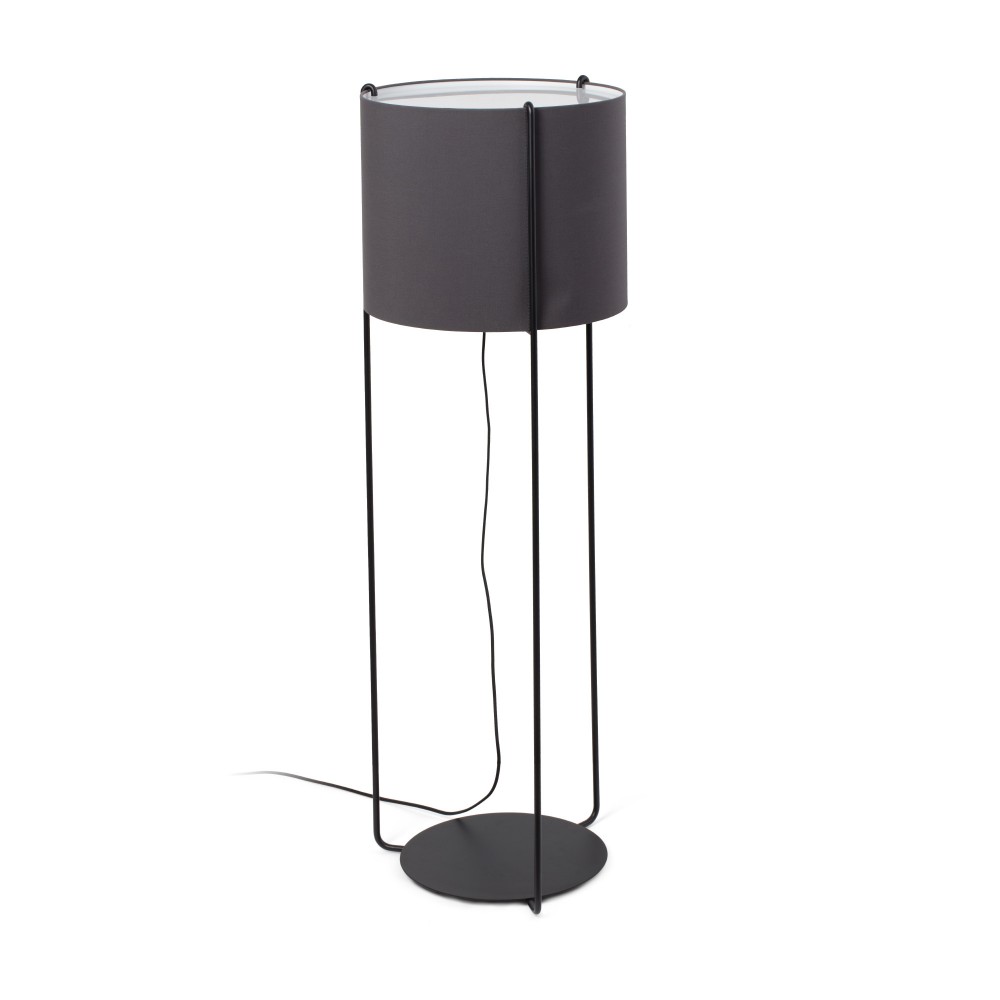 Faro Drum Pie De Salon Negro Pantalla Gris 1xE27 24023-34