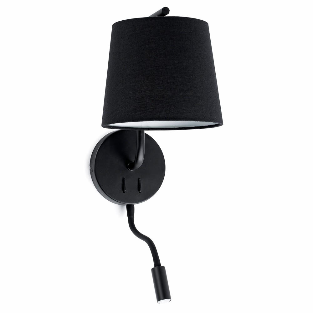 Faro Berni Aplique Negro Con Lector E27 20W Led 3W 29330