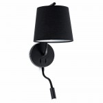 Faro Berni Aplique Negro Con Lector E27 20W Led 3W 29330