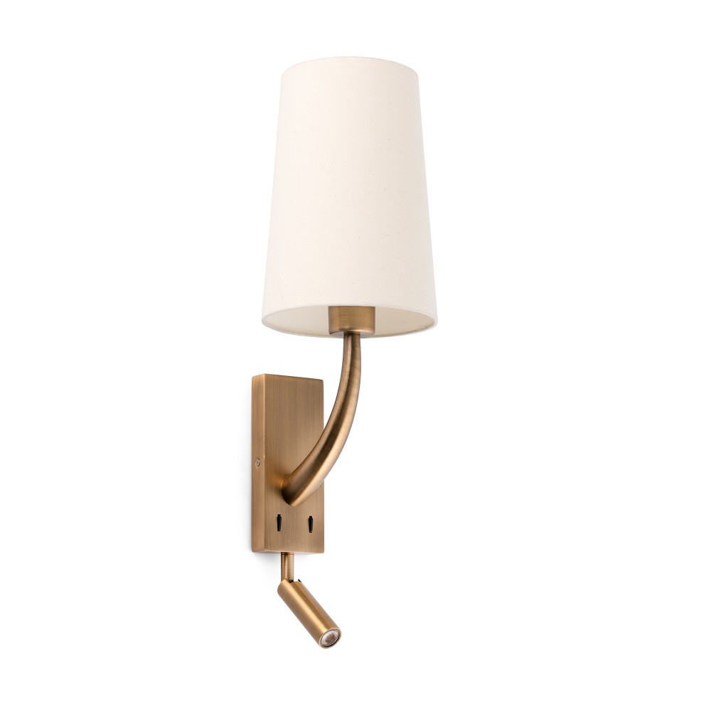 Faro Rem Aplique y Lector Led Oro Viejo Pantalla Beig 29683-20
