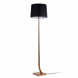 Faro Rem Pie De Salon Bronce Pantalla Negra 29687-09