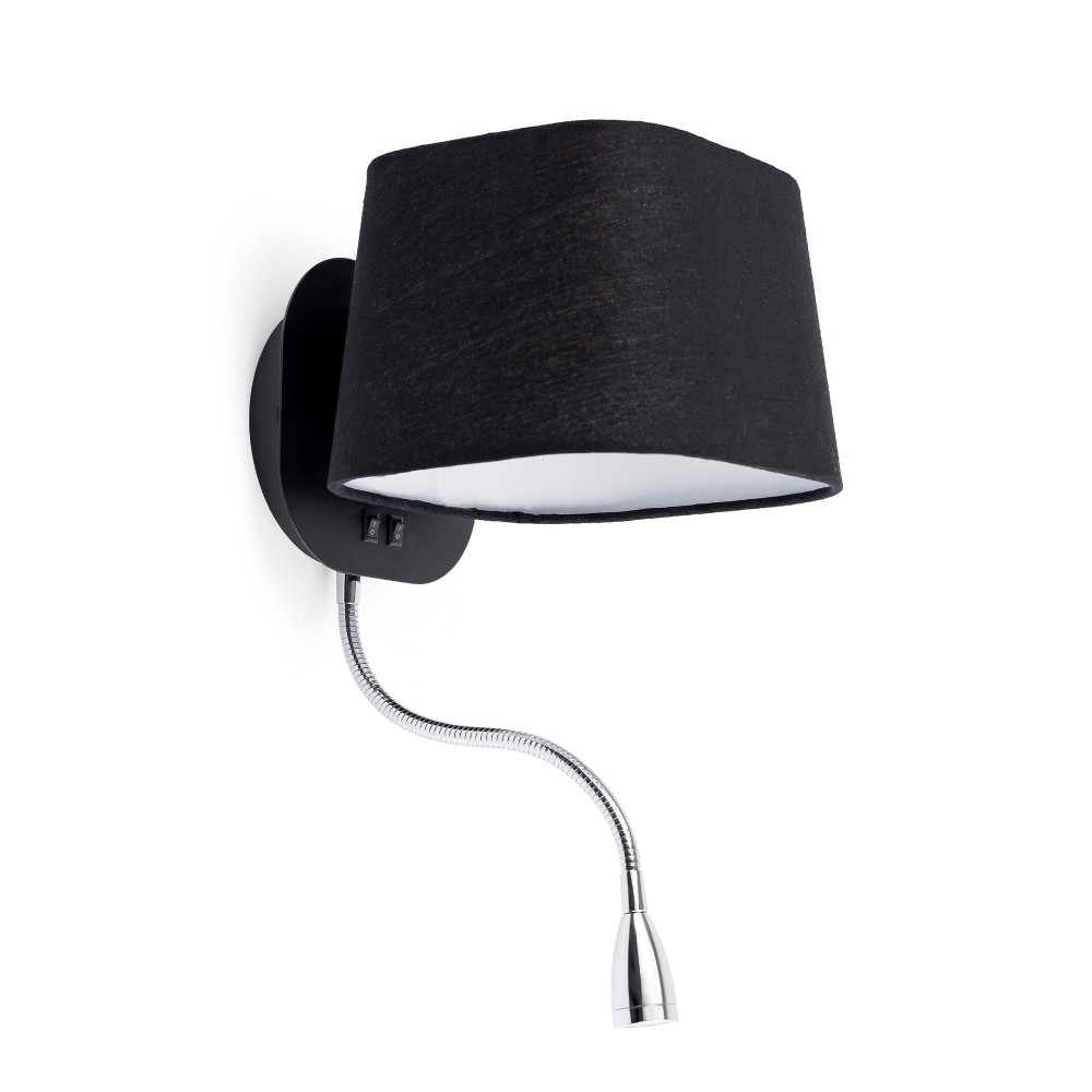 Faro Sweet Aplique Negro 1 E27 15W Con Lector De Led 29951