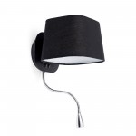 Faro Sweet Aplique Negro 1 E27 15W Con Lector De Led 29951
