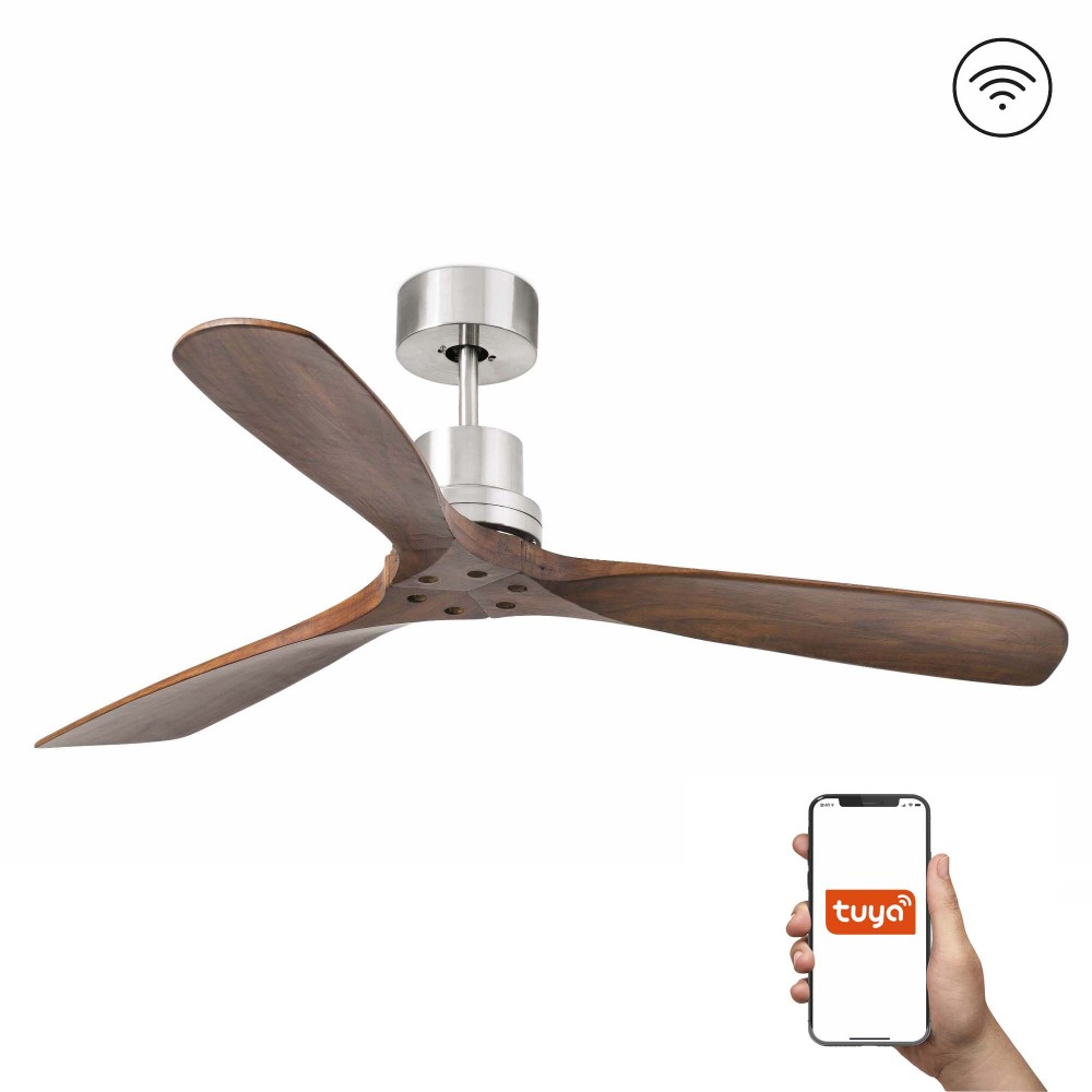 Faro Ventilador Lantau L Ventilador Niquel Mate-Nogal Tuya 33370Dcwt