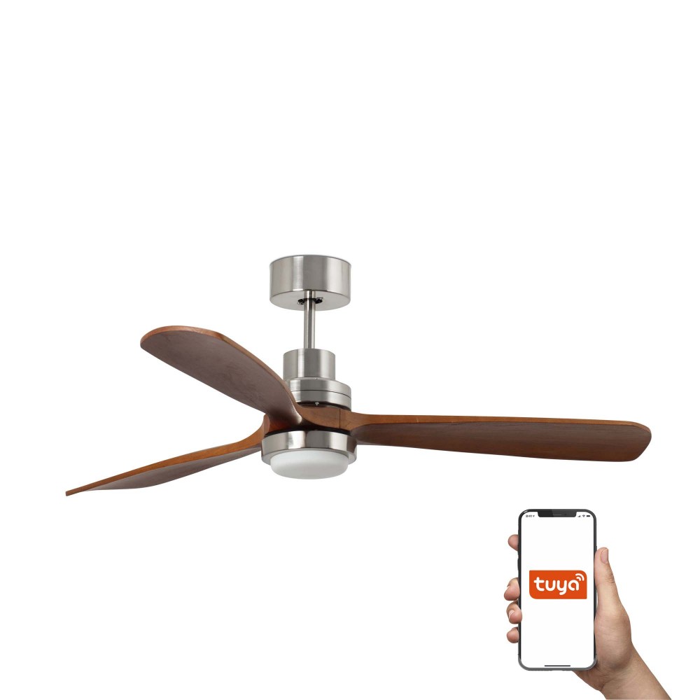 Faro Ventilador Lantau Xl Led Ventilador Niquel Mate-Nogal Tuya 33463Dcwt