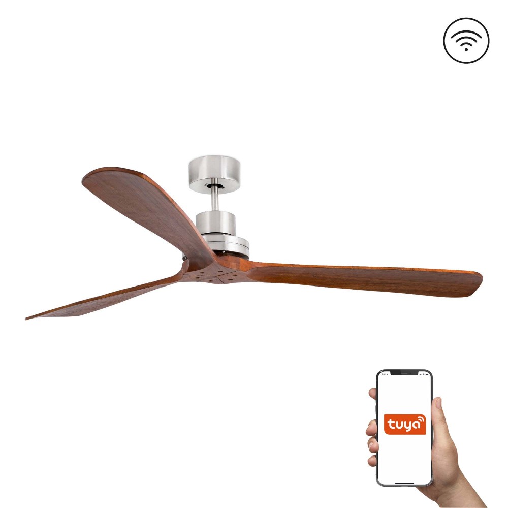 Faro Ventilador Lantau Xl Ventilador Niquel Mate-Nogal Tuya 33464Dcwt