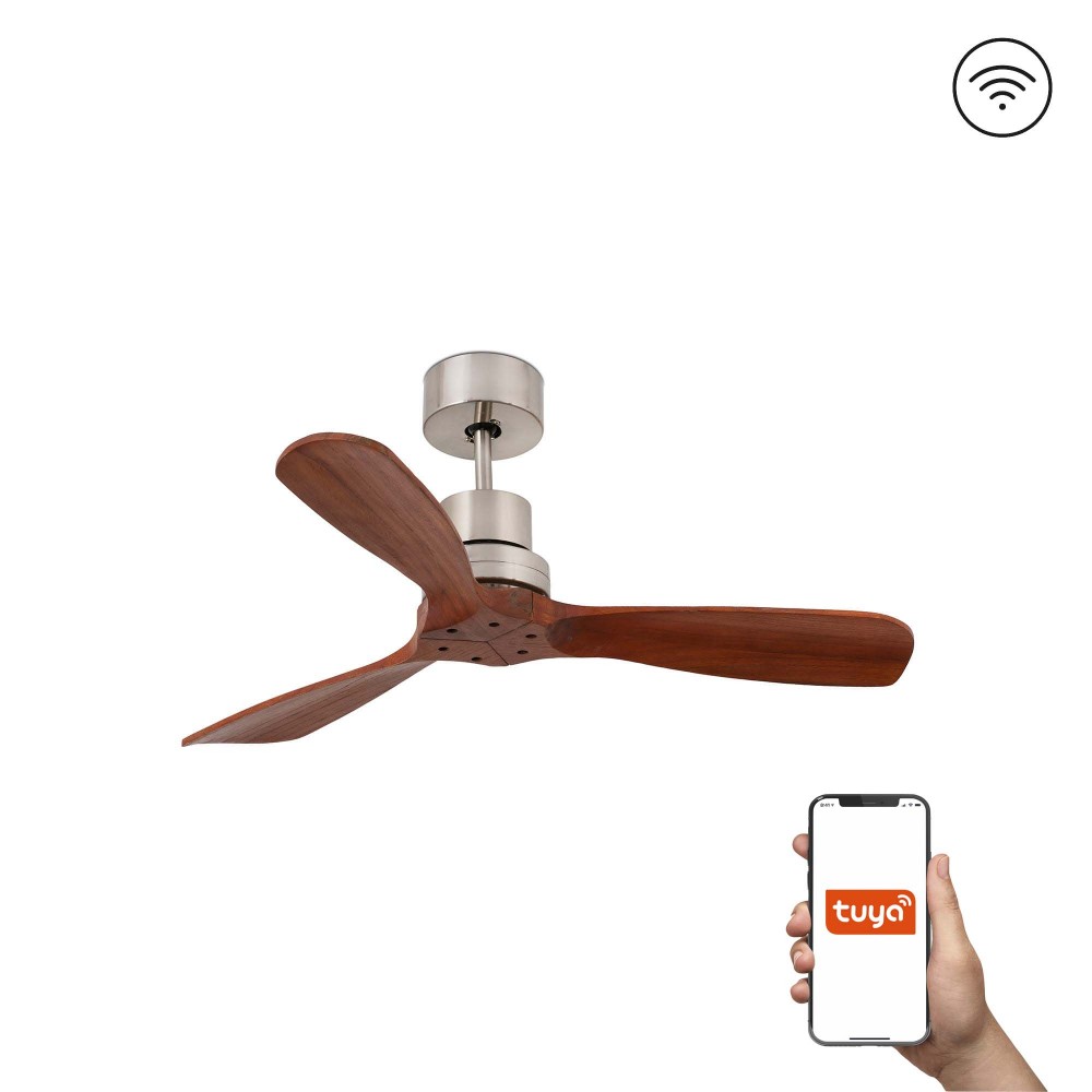 Faro Ventilador Mini Lantau S Ventilador Niquel Mate-Nogal Tuya 33508Dcwt