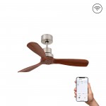 Faro Ventilador Mini Lantau S Ventilador Niquel Mate-Nogal Wiz 33508Dcww