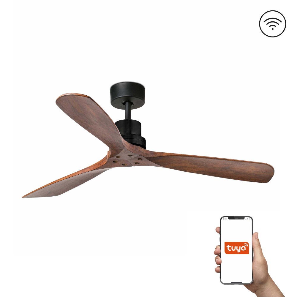 Faro Ventilador Lantau L Ventilador Negro Mate-Nogal Tuya 33516Dcwt