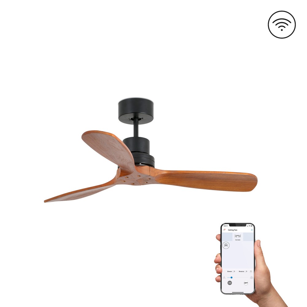 Faro Ventilador Mini Lantau S Ventilador Negro Mate-Nogal Wiz 33517Dcww