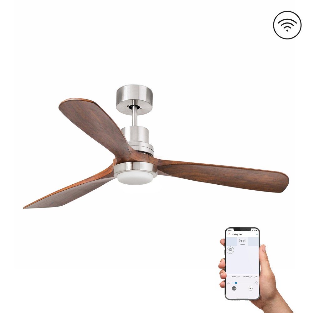 Faro Ventilador Lantau L Led Ventilador Niquel Mate-Nogal Wiz 33518Dcww