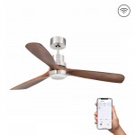 Faro Ventilador Lantau L Led Ventilador Niquel Mate-Nogal Wiz 33518Dcww