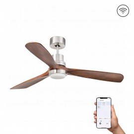 Faro Ventilador Lantau L Led Ventilador Niquel Mate-Nogal Wiz 33518Dcww