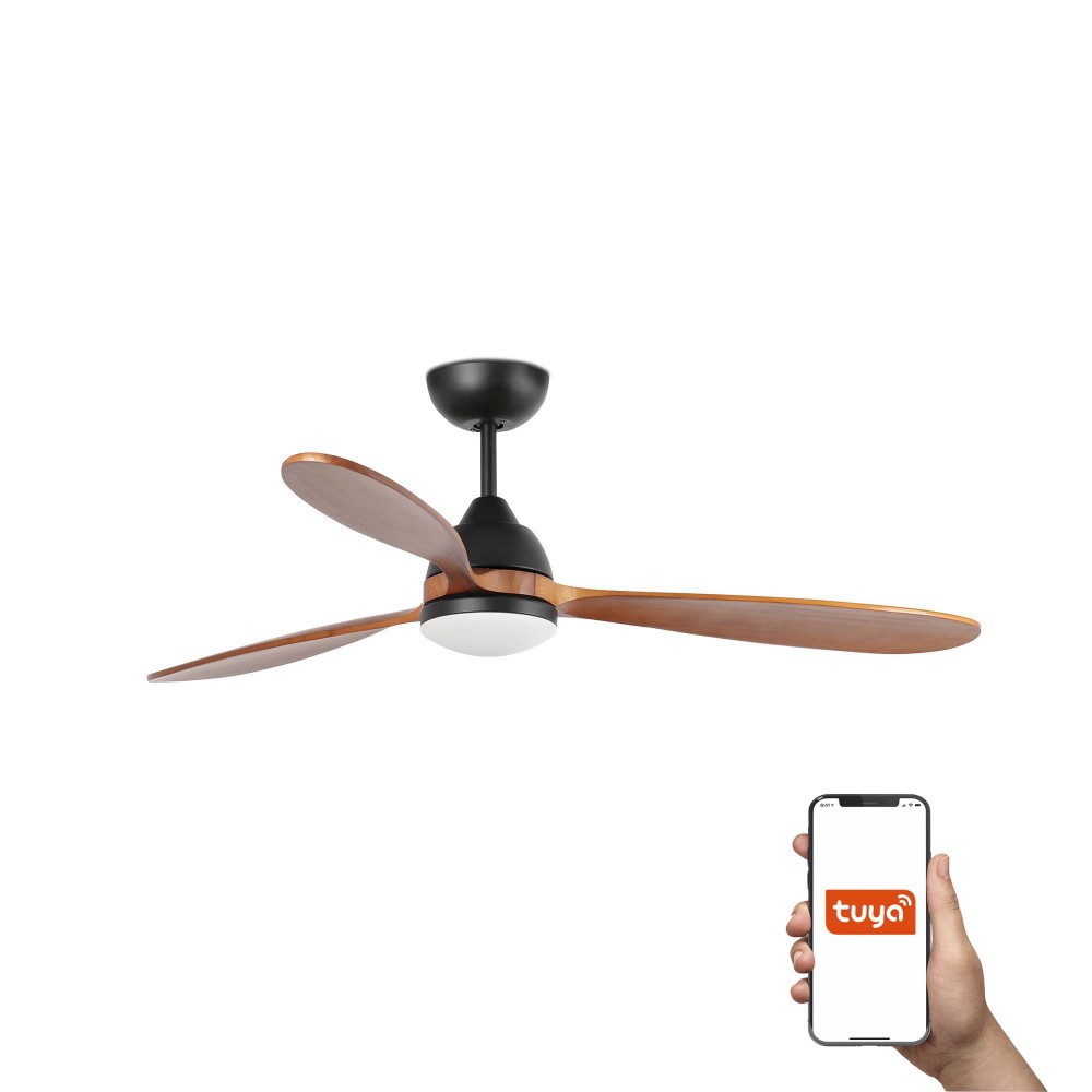 Faro Ventilador Poros L Led Ventilador Negro-Nogal Tuya 33527Wt