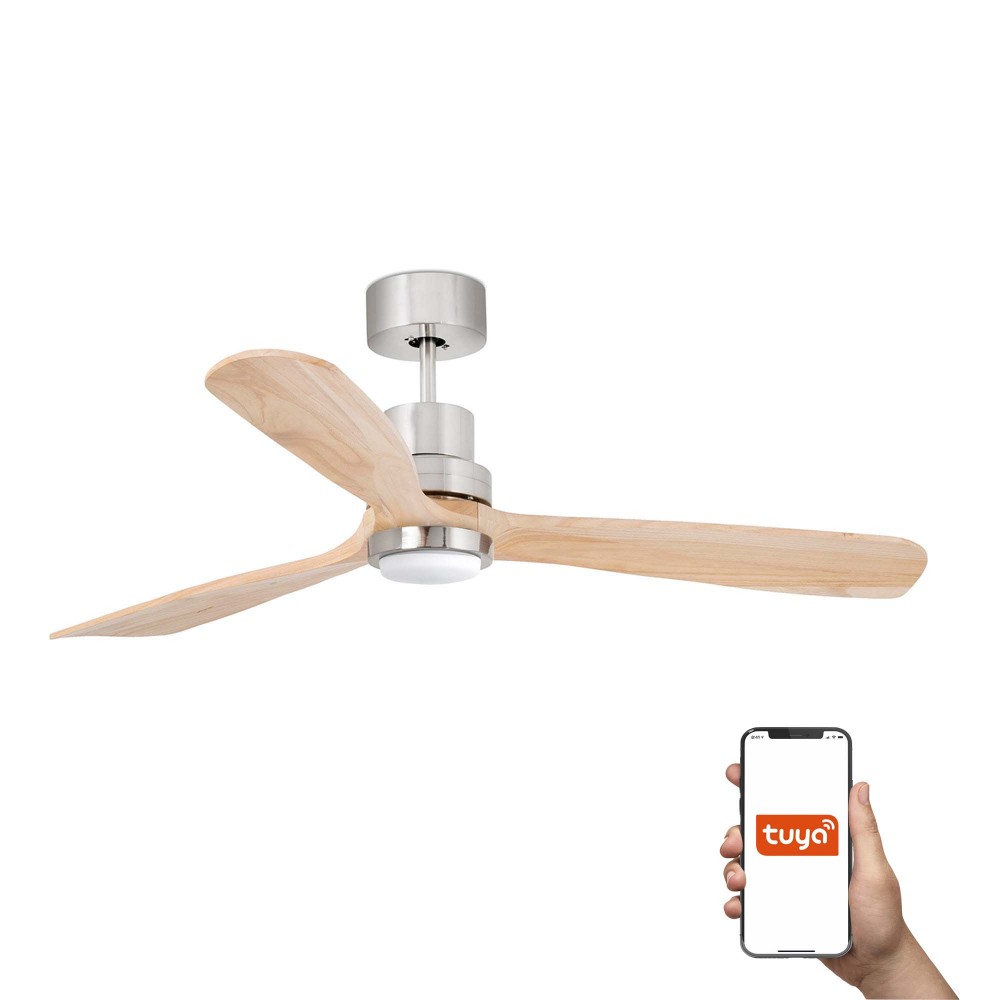 Faro Ventilador Lantau L Led Ventilador Niquel Mate-Pino Tuya 33560Dcwt
