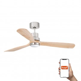 Faro Ventilador Lantau L Led Ventilador Niquel Mate-Pino Tuya 33560Dcwt