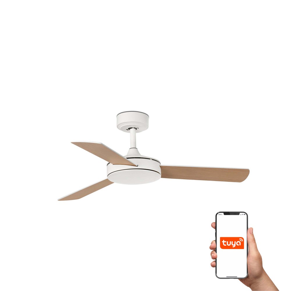 Faro Ventilador Mini Mallorca S Ventilador Blanco-Arce Tuya 33603Dcwt