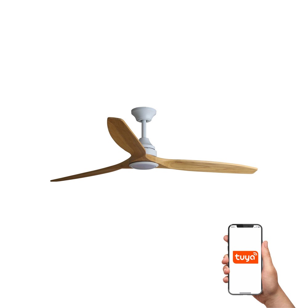 Faro Ventilador Alo L Ventilador Blanco-Madera Tuya Cct 33727Dcwt