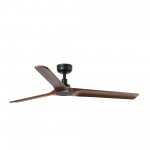 Faro Ventilador Heywood Ø1320mm Negro 3 Palas Madera Oscura