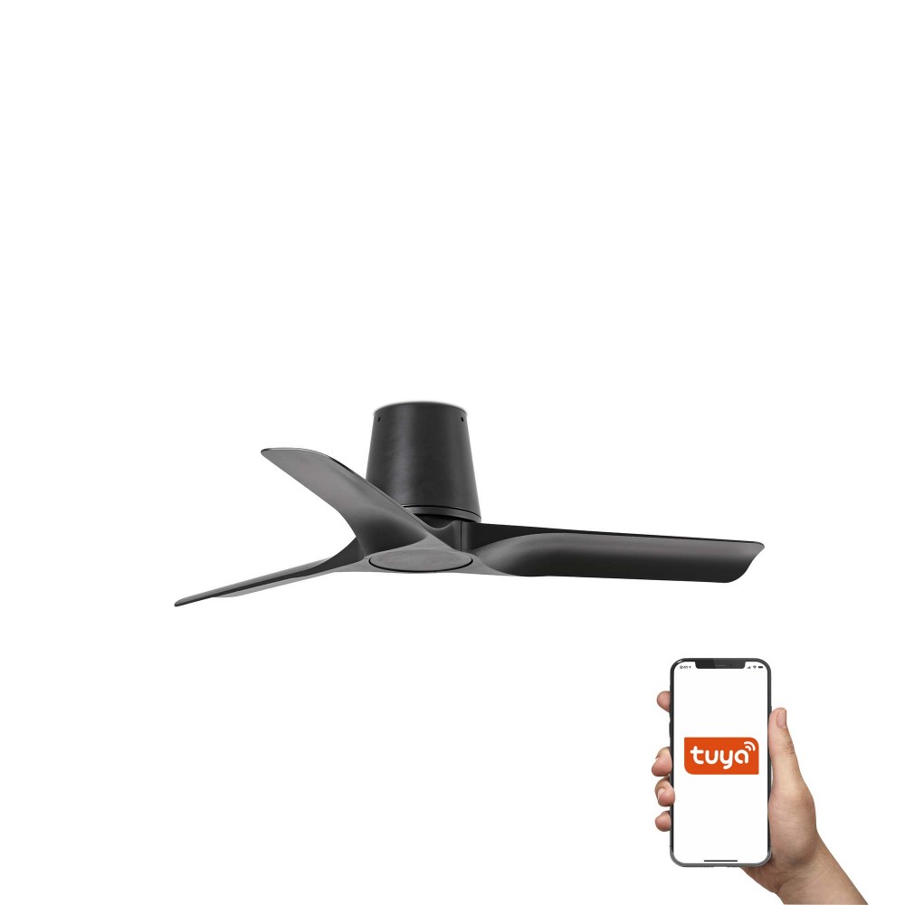 Faro Ventilador Hey Tub S Ventilador Negro-Madera Oscura Dc Tuya 33827Wt