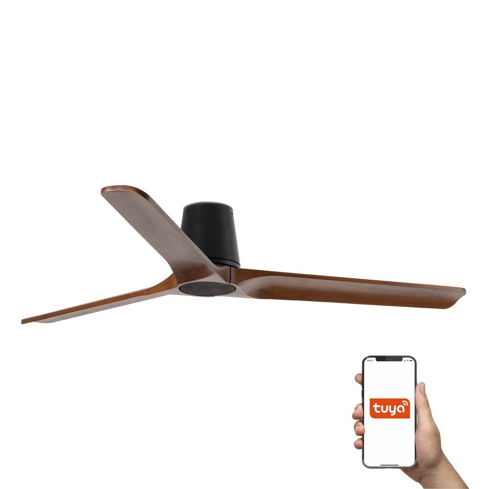 Faro Ventilador Heywood Tub L Ventilador Negro-Nogal Tuya 33839Wt
