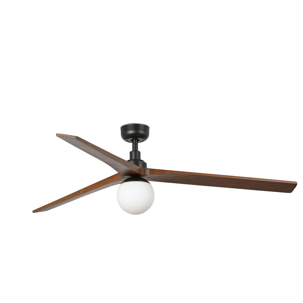 Faro Ventilador Klim L Ø1500mm Negro 3 Palas Nogal Oscuro 1xe27