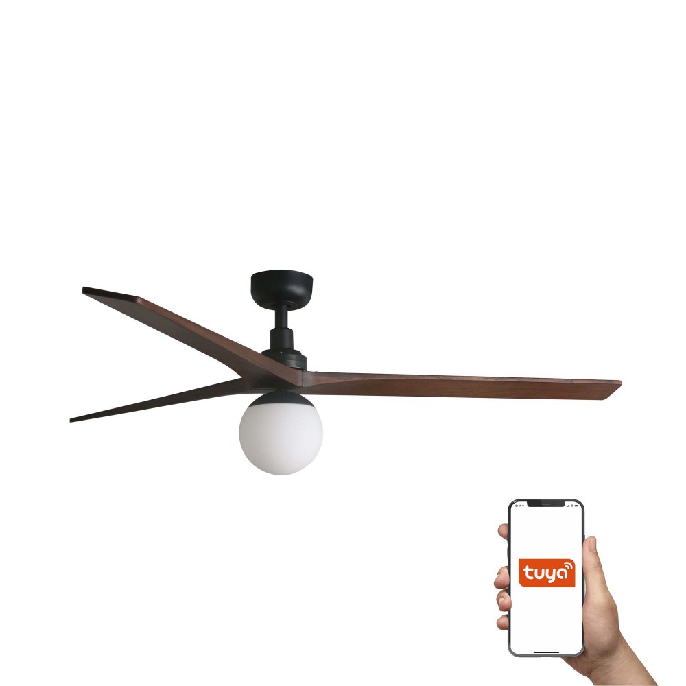 Faro Ventilador Klim L Ventilador Negro-Nogal E27 Tuya 34276Wt-11L