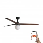 Faro Ventilador Klim L Ventilador Negro-Nogal E27 Tuya 34276Wt-11L