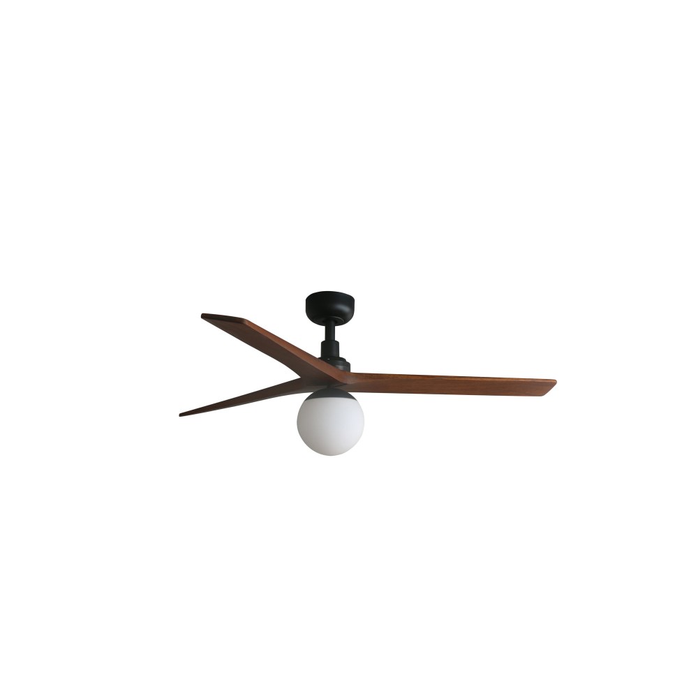 Faro Ventilador Klim M Ø1250mm Negro 3 Palas Nogal Oscuro 1xe27