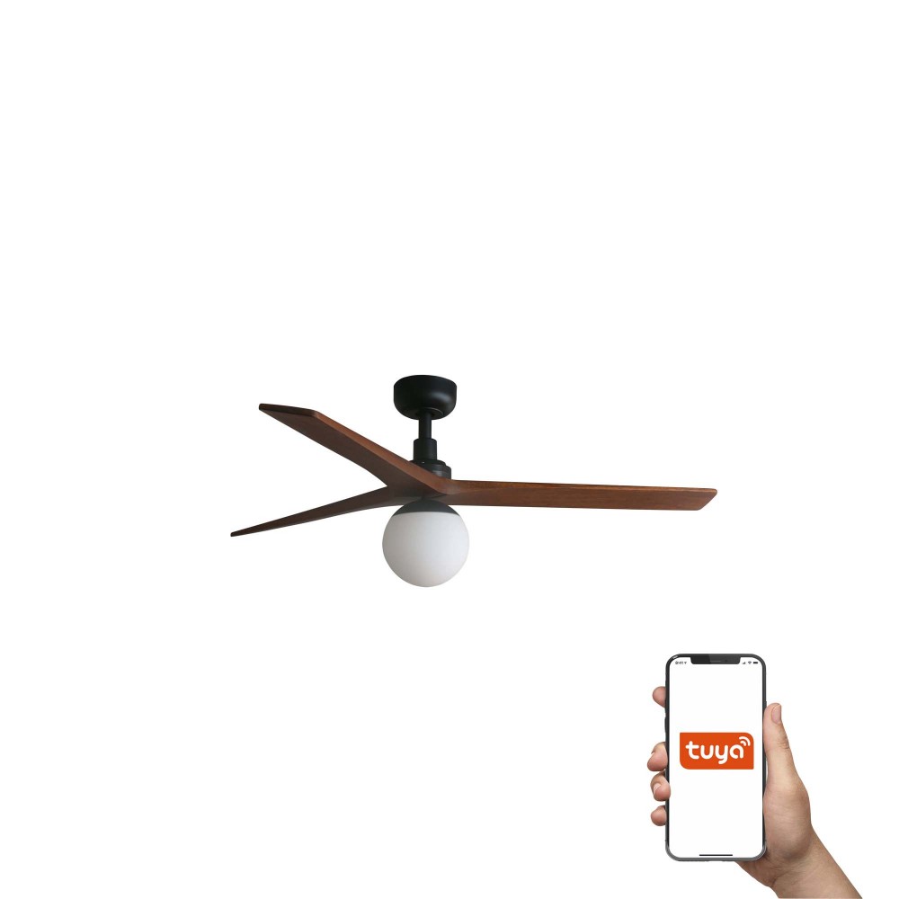 Faro Ventilador Klim M Ventilador Negro-Nogal E27 Tuya 34277Wt-11L